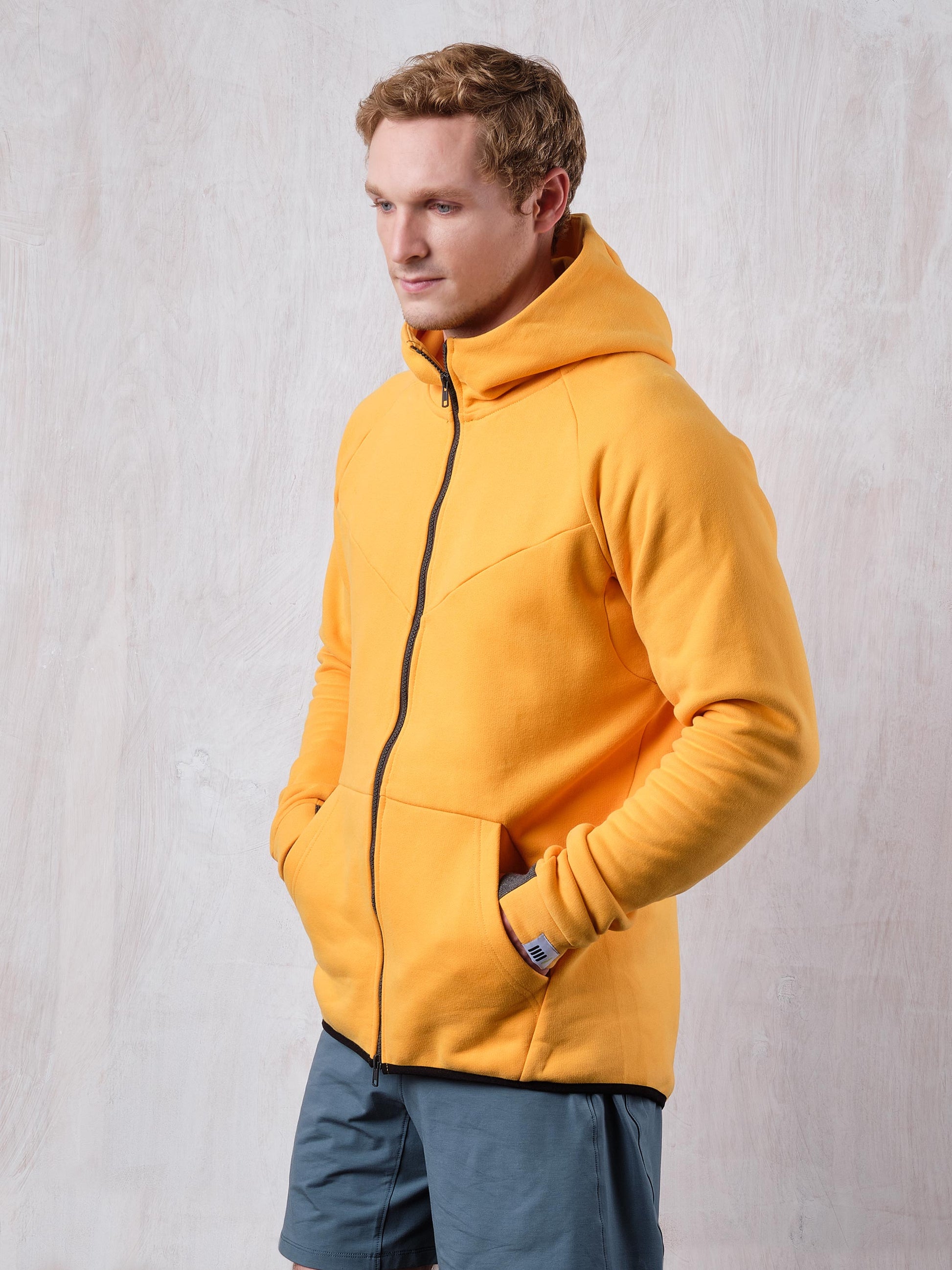 All Cotton Double-zipped Hoodie - side- hood off