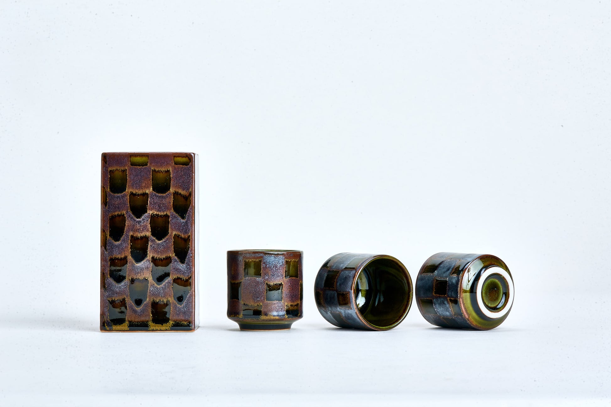 Textured ceramic sake set