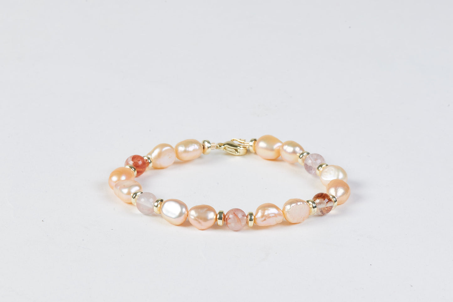 Cherry Quartz Pink Pearl Bracelet