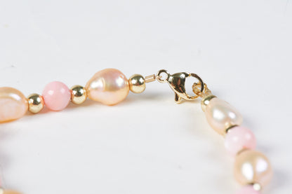 Rose Quartz and Gold Beads Bracelet