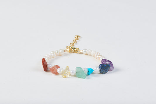Chakra Stone and Pearls Bracelet