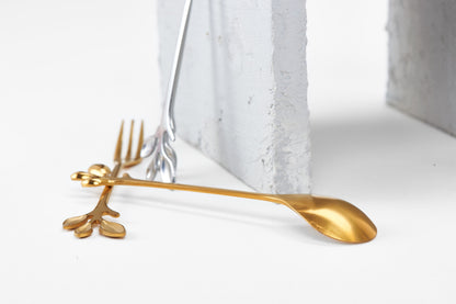 Golden Teaspoon and Fork Set - Lucid and Real