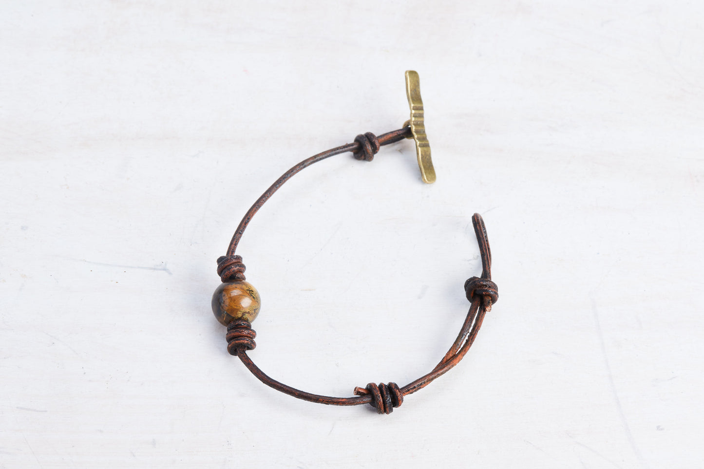 UNA Leather Cord Single Bead Bracelet