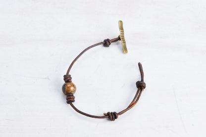 UNA Leather Cord Single Bead Bracelet